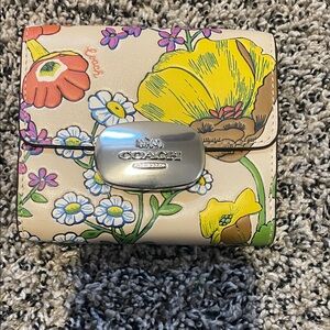 Coach Floral Women's Wallet - Cream and Yellow